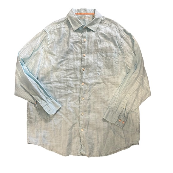 Blenders Other - Caribbean Mens 2XT Light Blue Linen Blend Long Sleeve Button Up‎ Shirt EUC